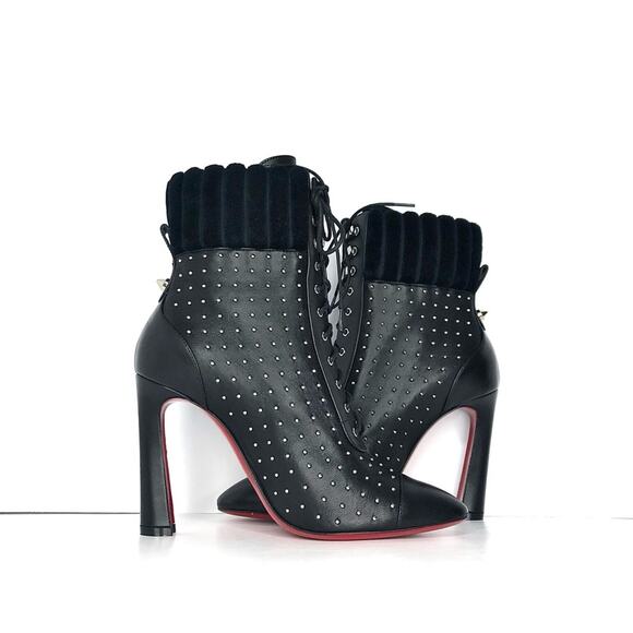 NEW Christian Louboutin Dakita 100 Studded Laceup Booties 36.5 - Picture 3 of 8